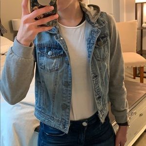 Pacsun jean jacket with hoodie sleeves